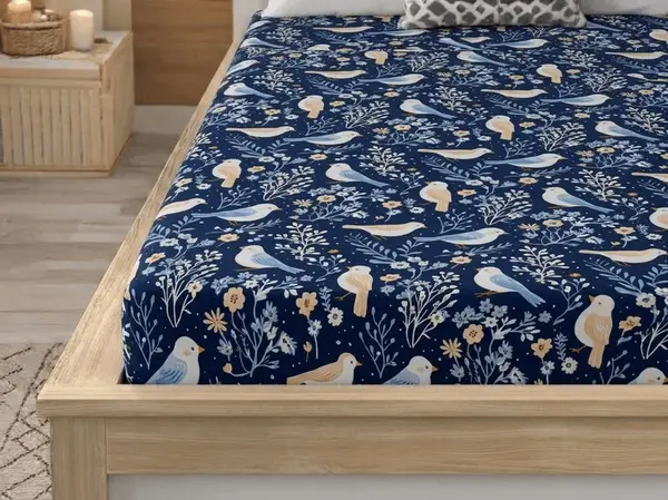 Plachta z mikrovlákna DENIM BIRDS modrá 90x200 cm