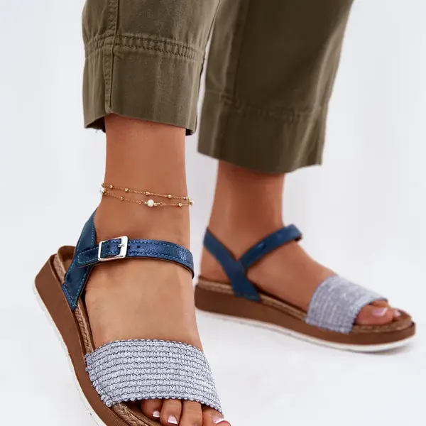 Dámské Sandály S Pletením Na Pásku Modré Inblu