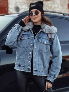 Dámská džínová bunda s kožešinou FURDENIM