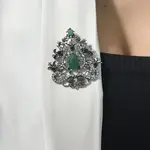 Brož XZ459-191 stříbrná + zelená