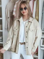 Kurtka damska jeansowa oversize JUSTDEM beżowa Dstreet