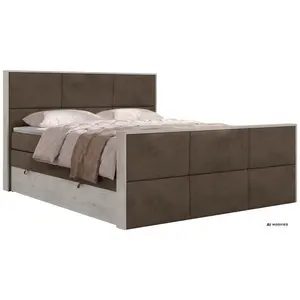 MKS POSTEL BOXSPRING DELNOR KING DUO 160/200 - Hnědá Samet - Topper T25 - H3
