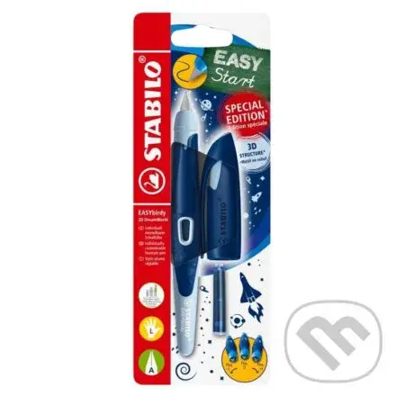 Ergonomické plnicí pero pro leváky s hrotem A - STABILO EASYbirdy 3D DreamWorld, modrá, blistr