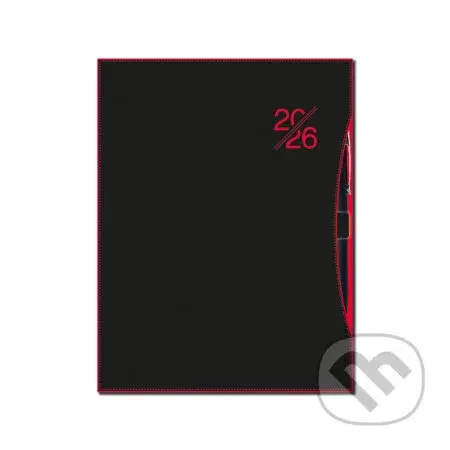 Denný diár SMART 2026 (red) (12-mesačný, A5, s pútkom na pero)