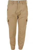Girls' high-waisted cargo trousers unionbeige