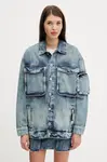 Džínová bunda Karl Lagerfeld Jeans modrá barva, přechodná, oversize, A3W14011