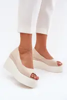 Boto Dámské Sandály Na Klínu A Platformě Světle Béžové Felyra