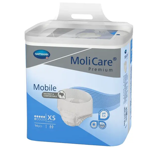 Molicare Mobile navlékací kalhotky 6 kapek XS boky 45-70cm 1361ml 14ks