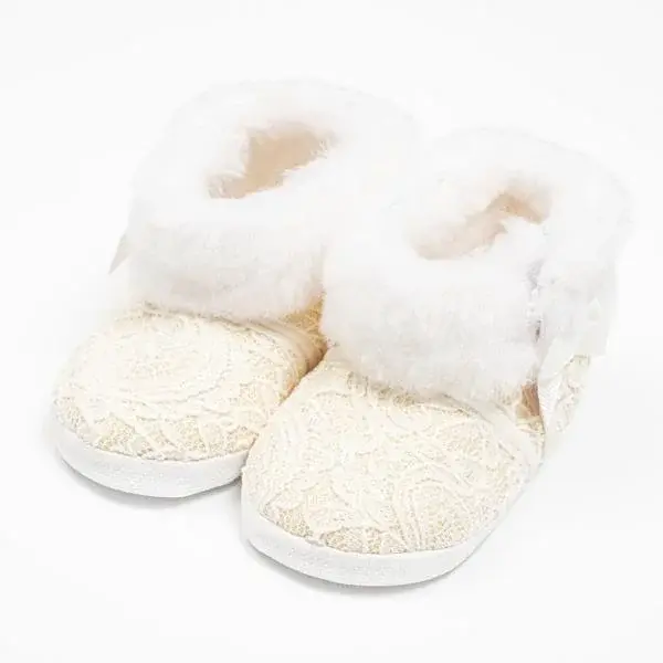 Dojčenské zimné krajkové kozačky New Baby 3-6 m béžové