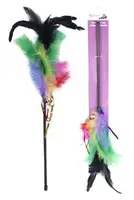 Hračka kočka udice kohoutí pírko 50cm