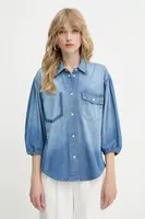 Džínová košile Pinko dámská, modrá barva, regular, s klasickým límcem, 104629 A2DT
