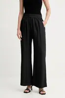 Hedvábné kalhoty MUNTHE ARUM dámské, černá barva, široké, high waist, 247140524702