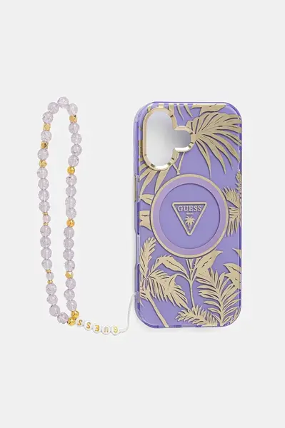 Obal na telefon Guess iPhone 16 fialová barva, GUHMP16SHPCTPLSU