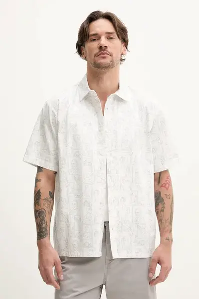 Bavlněná košile Resteröds Ron Shirt bílá barva, relaxed, s klasickým límcem, 10251.7410