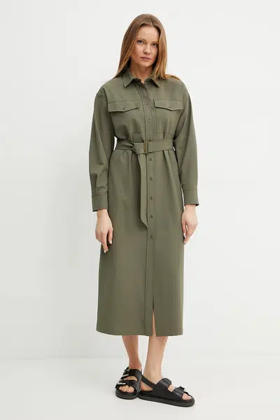 Šaty z vlněné směsi Weekend Max Mara zelená barva, midi, 2515221071600