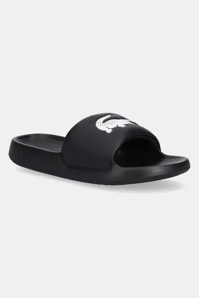 Pantofle Lacoste SERVE SLIDE 1.0 dámské, černá barva, na platformě, 49CFA0022