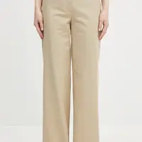 Bavlněné kalhoty A.P.C. pantalon margaret dámské, béžová barva, široké, high waist, COHFU.F08476