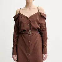Šaty Versace Jeans Couture hnědá barva, mini, 78HAO911 N0433