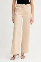 Kalhoty Guess AURORA dámské, béžová barva, high waist, W5GB13 WH5M2