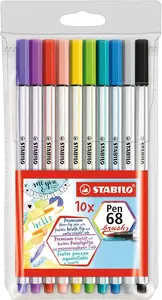 Fixa STABILO Pen 68 brush sada 10 ks v pouzdru PVC