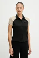 Košile BOSS dámská, černá barva, regular, s klasickým límcem, 50544191