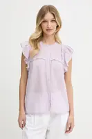 Košile Pepe Jeans dámská, fialová barva, regular, s klasickým límcem, PL305101