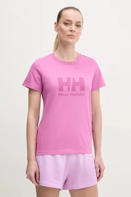 Bavlněné tričko Helly Hansen HH LOGO fialová barva, 54593