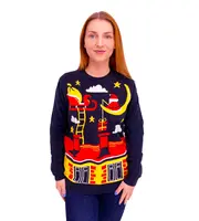 Dámsky sveter Santa Moon Frogies Christmas