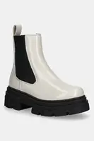 Kožené kotníkové boty Tommy Hilfiger TH SHINY LEATHER CHELSEA dámské, béžová barva, na platformě, lehce zateplené, FW0FW09042