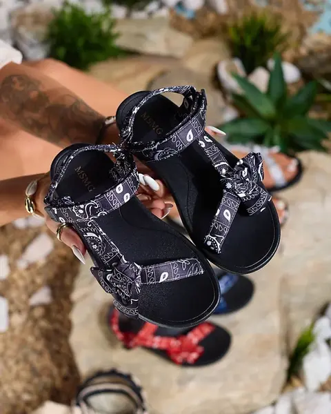 Resti Black women's sandals with bow Oyall