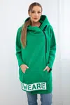 Insulated sweatshirt with zipper in green color