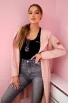Long hooded cardigan dark powder pink