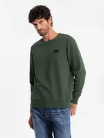 Ombre Men's non-stretch sweatshirt with metal pin - dark green