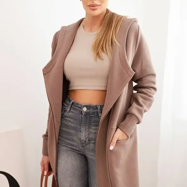 Insulated raincoat with mocha hood