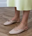 Gemre Béžové uzavreté šľapky na plochej podrážke Matila