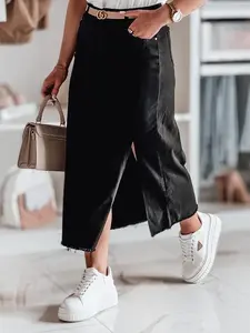 Džínsová midi sukňa s rozparkom