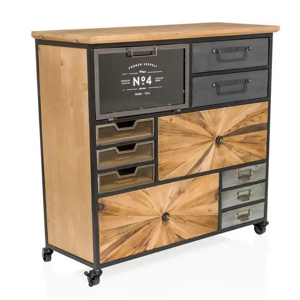 MID.YOU ŠIROKÁ KOMODA, přírodní barvy, tmavě šedá, 88/84/34 cm