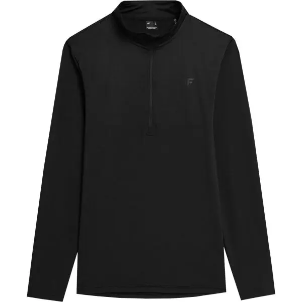4F BRUSHED UNDERWEAR 1/2 ZIP JACKET Pánská mikina, černá, velikost