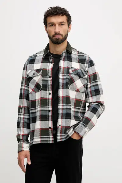 Bavlněná košile Barbour GRASMOOR pánská, zelená barva, relaxed, s klasickým límcem, MSH5646