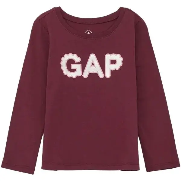 GAP V-FRCH LOGO Dívčí tričko s dlouhým rukávem, vínová, velikost 5Y