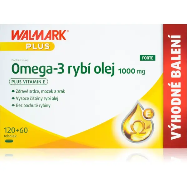 Walmark Omega-3 rybí olej 1000 mg tobolky pro normální činnost srdce a mozku 180 cps