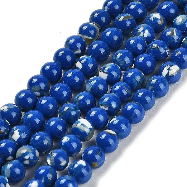 Assembled Synthetic Stone and Trochus Shell Beads Strands