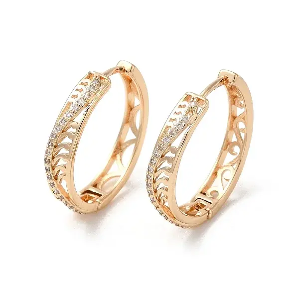 Brass Micro Pave Cubic Zirconia Hoop Earrings for Women