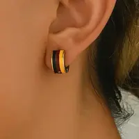201 Stainless Steel Stripe Hoop Earrings
