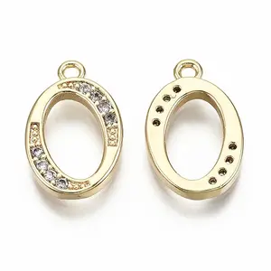 Brass Micro Pave Clear Cubic Zirconia Pendants