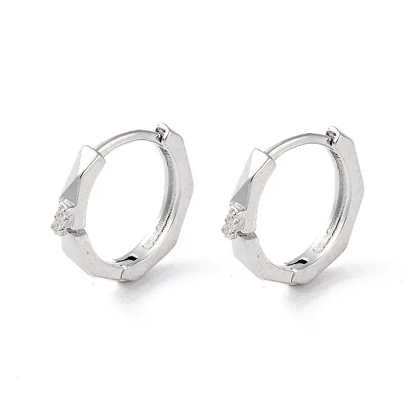 Brass Micro Pave Cubic Zirconia Hoop Earrings