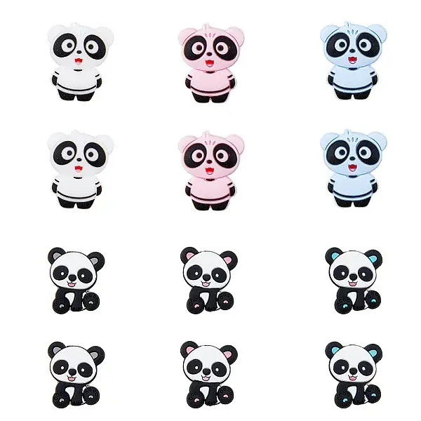 12Pcs 6 Style Food Grade Eco-Friendly Silicone Beads