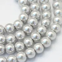 Baking Painted Pearlized Glass Pearl Round Bead Strands