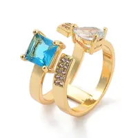 Brass with Cubic Zirconia Open Cuff Rings