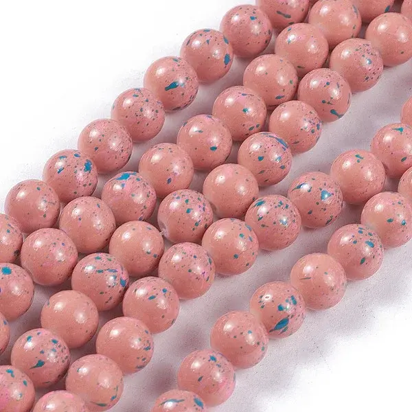 Opaque Baking Painted Glass Beads Strands